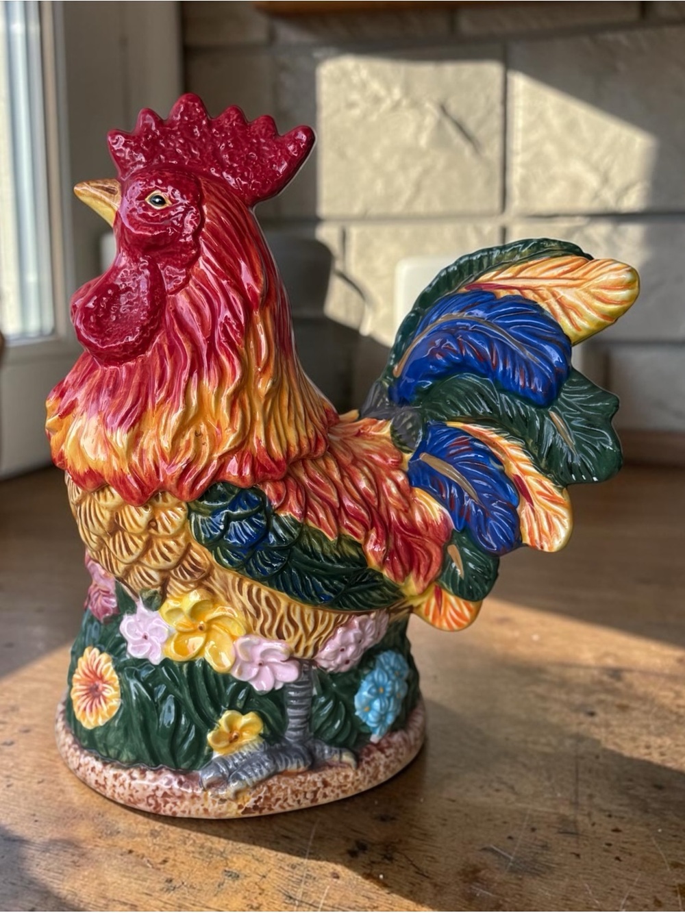 Floral Rooster Cookie Jar - Picture 3 of 6